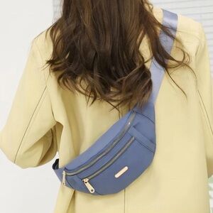 NEW| Women’s Nylon Preppy Blue Adjustable Strap Bum Fanny Pack Waist-Bag